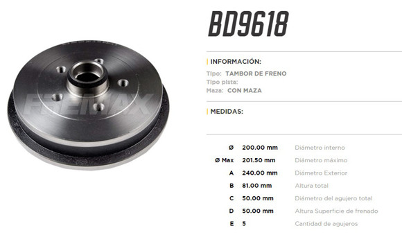 Imagen de CAMPANA DE FRENO CON MAZA VW FOX/CROSSFOX 1.6 2007