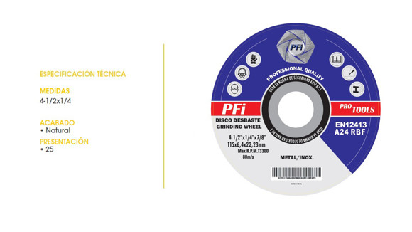 Imagen de DISCO DESBASTE ALOMADO 7/8 METAL 4-1/2X1/4