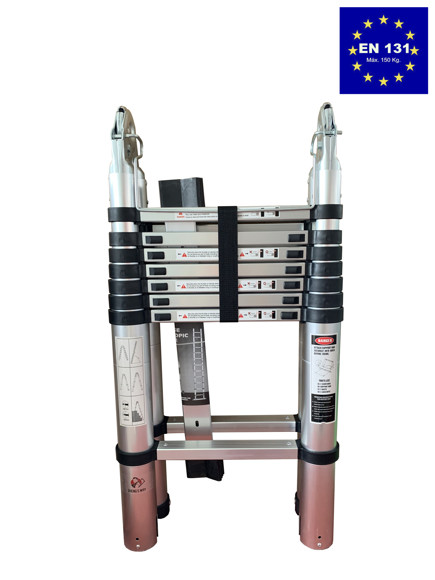 Imagen de ESCALERA TELESCOPICA PLEGABLE DE 2 TRAMOS 2,5+2,5 MT