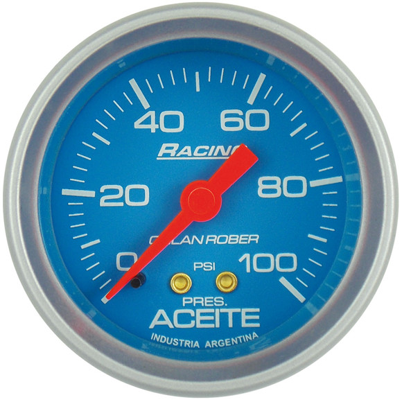 Imagen de MANOMETRO PRESION DE ACEITE ESCALA: 0-100 PSI FONDO AZUL