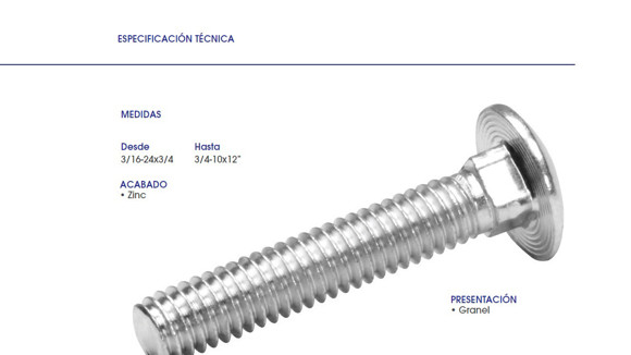 Imagen de BULON P/MADERA (TORNILLO FRANCES) 3/8X7 ZINCADO