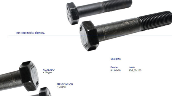 Imagen de TORNILLO HEX.8.8 R/FINA ENTERA M14X1,5X100 NEGRO
