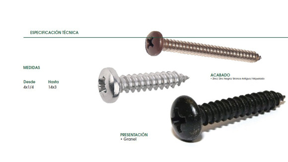 Imagen de TORNILLO CABEZA PAN PHS ROSCA CHAPA 4X3/8 ZINC.(2,5MM)