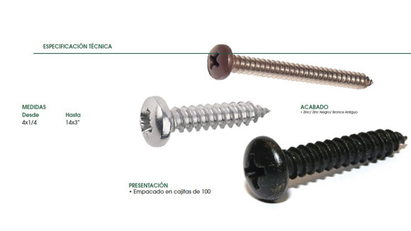 Imagen de TORNILLO CABEZA PAN PHS ROSCA CHAPA 4X1/2 ZINC.(2,5MM)
