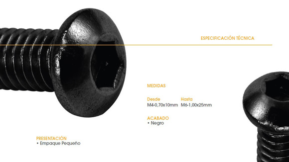 Imagen de TORNILLO ALLEN CABEZA BOTON M4X0,7X12 NEGRO