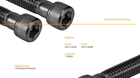 Imagen de TORNILLO ALLEN CABEZA CILINDRICA UNF M12X1,5X30 NEGRO