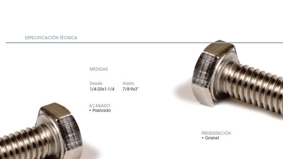 Imagen de TORNILLO HEX R/E INOX 304 1/4X4 PASIVADO