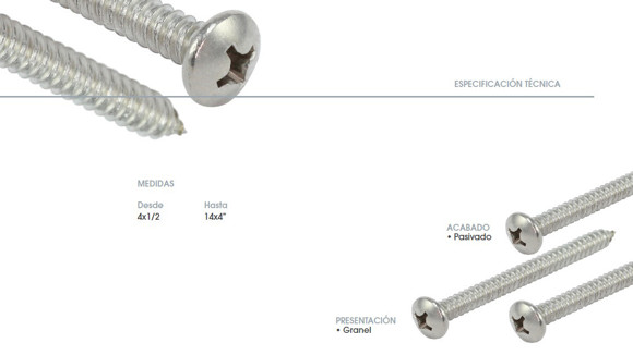 Imagen de TORNILLO CABEZA PAN PHS INOX 304 14X2 PASIVADO(6,3MM)