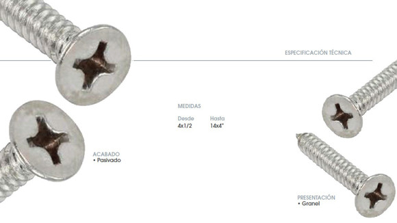 Imagen de TORNILLO CABEZA FREZADA PHS INOX 304 6X2 PASIVADO(3,5MM)
