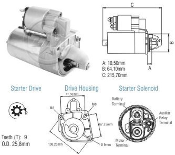 Imagen de MOTOR ARRANQUE FIAT SIENA 1.4 12V 9D