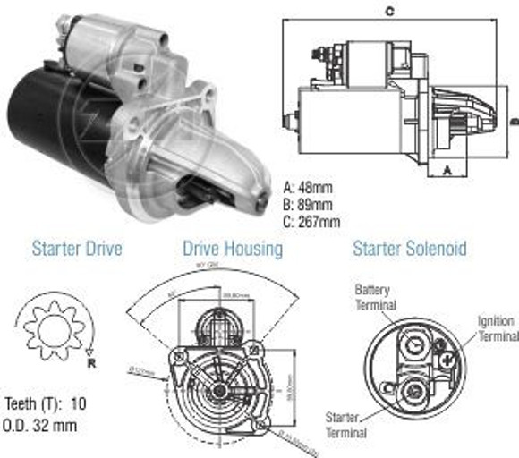 Imagen de MOTOR ARRANQUE M-BENZ 12V 10D OM352/OM366 C/REDUCTOR