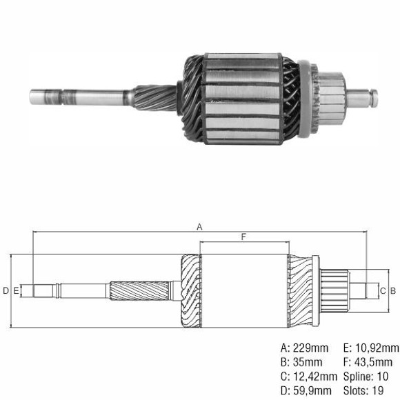 Imagen de INDUCIDO 12V FORD ESCORT/VERONA (229X59.9X10X35.4)