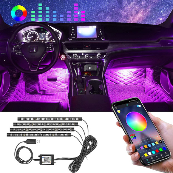 Imagen de KIT DE LUCES LED RGB 12V BLUETOOTH P/INTERIOR AUTO                                                                      