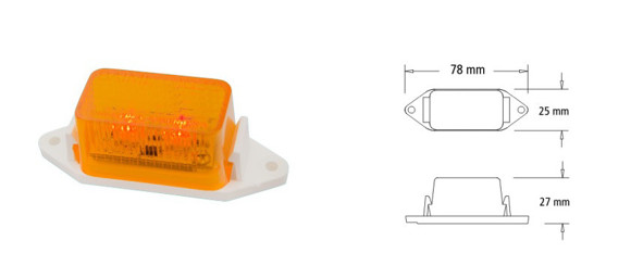 Imagen de FAROL POSICION RECT BAIML ELECTRONICO 2LEDS AMBAR 12V/24                                                                