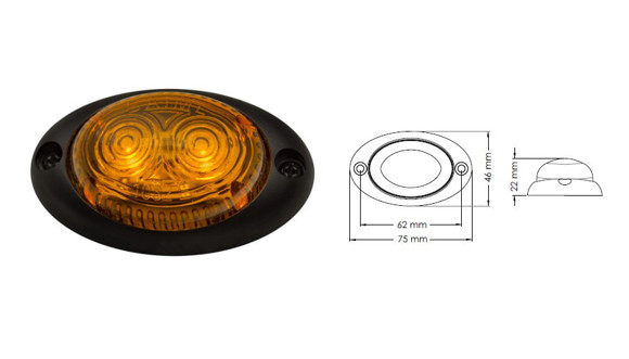 Imagen de FAROL POSICION OVALADO BAIML ELECTRON 2LEDS AMBAR 12/24V                                                                