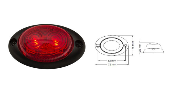 Imagen de FAROL POSICION OVALADO BAIML ELECTRON 2LEDS ROJO 12/24V                                                                 