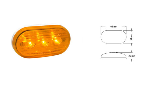 Imagen de FAROL POSICION OVALADO BAIML ELECTRON 3LEDS AMBAR 12/24V                                                                