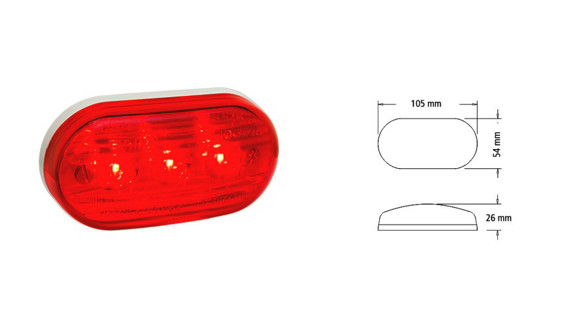Imagen de FAROL POSICION OVALADO BAIML ELECTRO 3LEDS ROJO 12/24V                                                                  