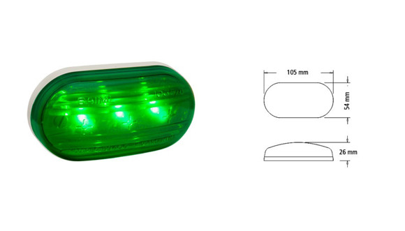 Imagen de FAROL POSICION OVALADO BAIML ELECTRO 3LEDS VERDE 12/24V                                                                 