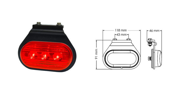 Imagen de FAROL FLEXIBLES OVALADO BAIML E C/SOP 3LEDS ROJO 12/24V                                                                 