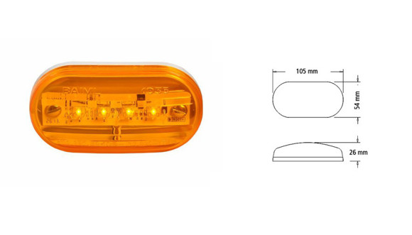 Imagen de FAROL POSICION OVALADO BAIML ELECTRON 4LEDS AMBAR 12/24V                                                                