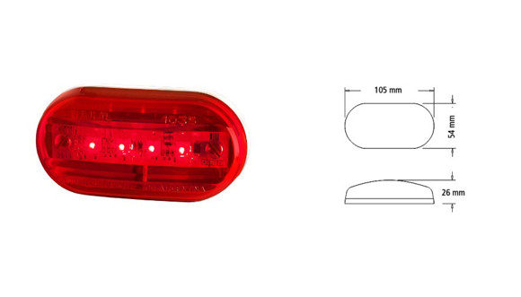 Imagen de FAROL POSICION OVALADO BAIML ELECTRON 4LEDS ROJO 12/24V                                                                 