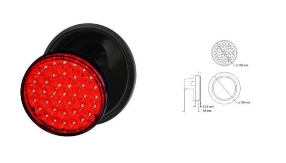 Imagen de FAROL TRASERO REDONDO BAIML ELECTRON 39LEDS ROJO 12/24V                                                                 