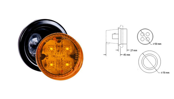 Imagen de FAROL POSICION REDONDO BAIML ELECTRON 4LEDS AMBAR 12/24V                                                                