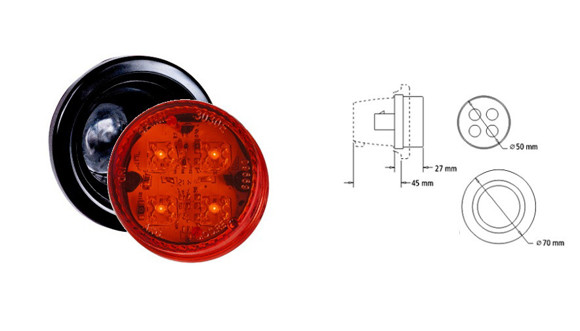 Imagen de FAROL POSICION REDONDO BAIML ELECTRONIC 4LEDS ROJO 12/24                                                                