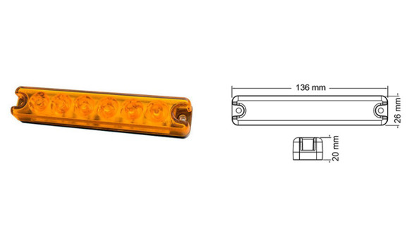 Imagen de FAROL ADVERTENCIA BAIML 6LEDS CREE AMBAR 12/24 C/DESTELL                                                                
