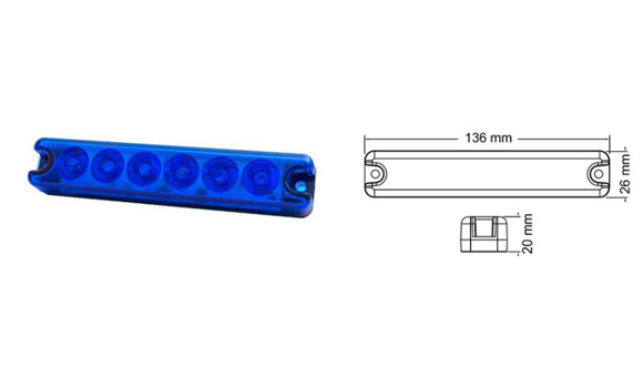 Imagen de FAROL ADVERTENCIA BAIML 6LEDS CREE AZUL 12/24 C/DESTELLO                                                                