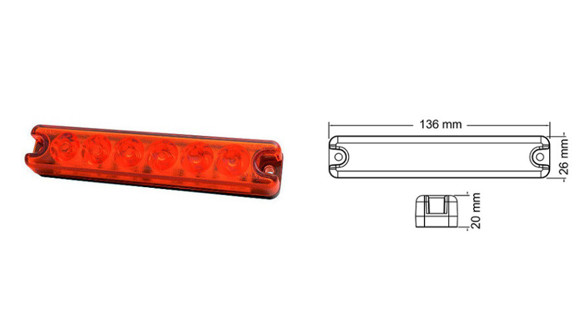 Imagen de FAROL ADVERTENCIA BAIML 6LEDS CREE ROJO 12/24 C/DESTELLO                                                                