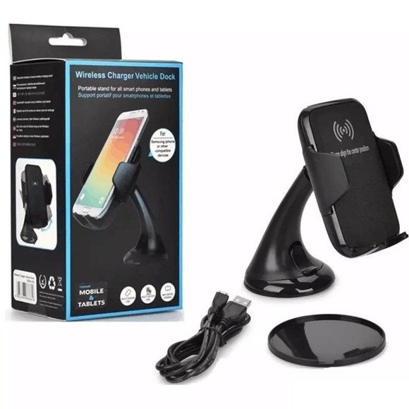 Imagen de SOPORTE CELULAR CON CARGADOR INALAMBRICO PARA AUTO VENTOSA