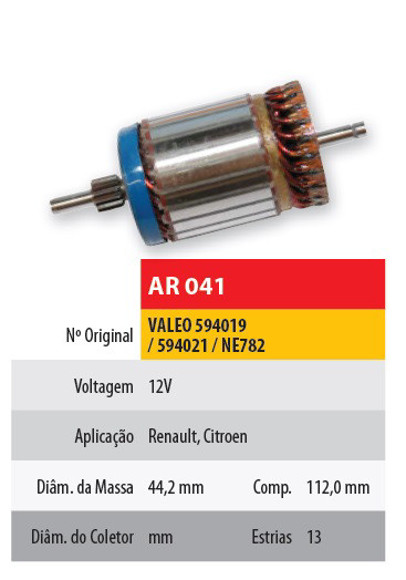 Imagen de INDUCIDO 12V PEUGEOT/RENAULT/CITROEN VALEO(112X44,2X13X23)
