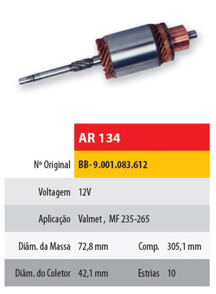 Imagen de INDUCIDO 12V MASSEY FERGUSON 235/265 (305,1X72,8X10X42,1)
