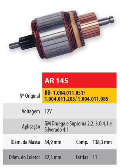 Imagen de INDUCIDO 12V VOLKSWAGEN GOL 1.6D (138,3X54,9X11X32,3)