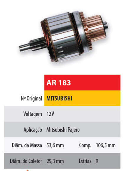 Imagen de INDUCIDO 12V MITSUBISHI MONTERO (106.5X53.6X9X29.3)