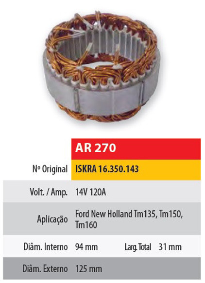 Imagen de ESTATOR 12V 120AMP ISKRA TRACTOR NEW HOLLAND