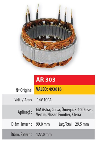 Imagen de ESTATOR 12V 100AMP CHEVROLET S10/VECTRA/ASTRA/CORSA VALEO