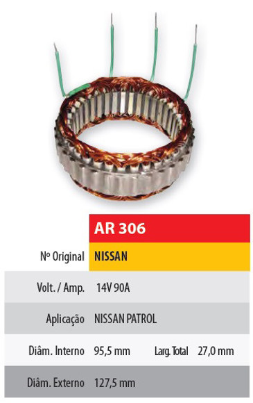 Imagen de ESTATOR 12V 90AMP NISSAN PATROL (95,5X127,5X27)