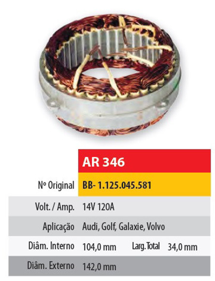 Imagen de ESTATOR 12V 100AMP VOLKSWAGEN POLO/BORA 1.9TD (104X142X34)
