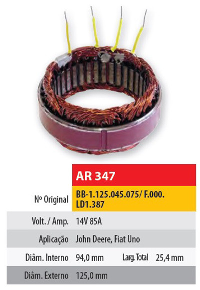 Imagen de ESTATOR 12V 85AMP BOSCH JOHN DEERE/FIAT UNO