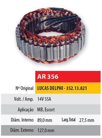 Imagen de ESTATOR 12V 55AMP DELPHI MERCEDES BENZ (89X127X27,5)