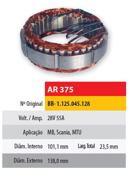 Imagen de ESTATOR 24V 55AMP MERCEDES BENZ/SCANIA/MTU (101,1X138X23,5)