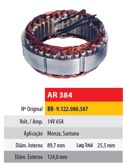 Imagen de ESTATOR 12V 65AMP CHEVROLET MONZA (89,7X124,8X25,5)