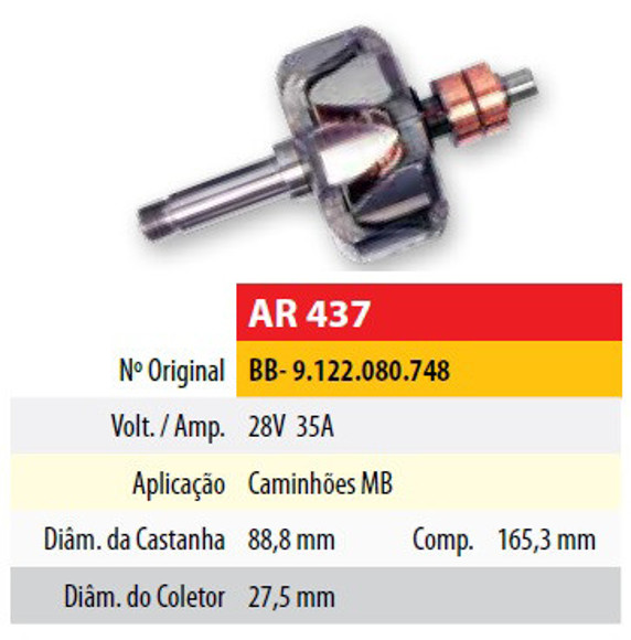 Imagen de ROTOR 24V 35AMP MERCEDE BENZ OM355/447LA (88,8X27,5X165,3)