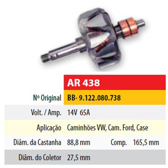 Imagen de ROTOR 12V 65AMP VOLKSWAGEN 17210/17300 (88,8X27,5X165,5)
