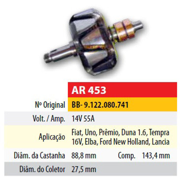 Imagen de ROTOR 12V 55AMP FIAT UNO/PREMIO/DUNA 1.6 (88,8X27,5X143,4)