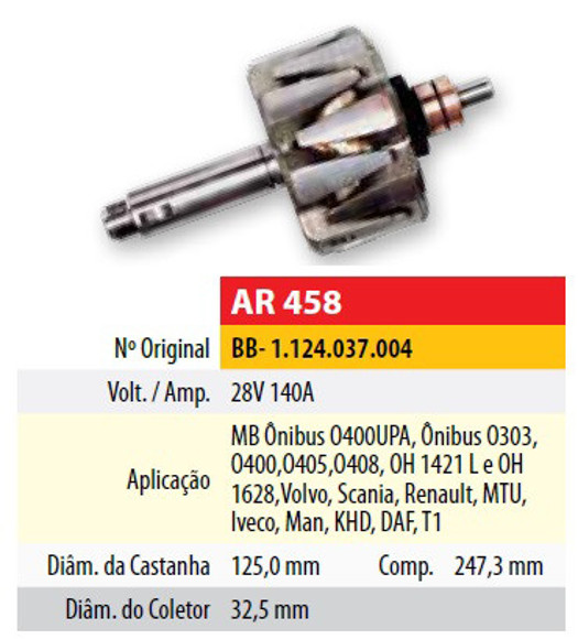 Imagen de ROTOR 24V 140AMP MERCEDES BENZ 1114/O500 (125X32,5X247,3)